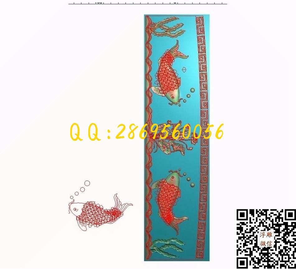 剑架荷花鲤鱼 89-334-3_精雕图动物瑞兽精雕图浮雕图